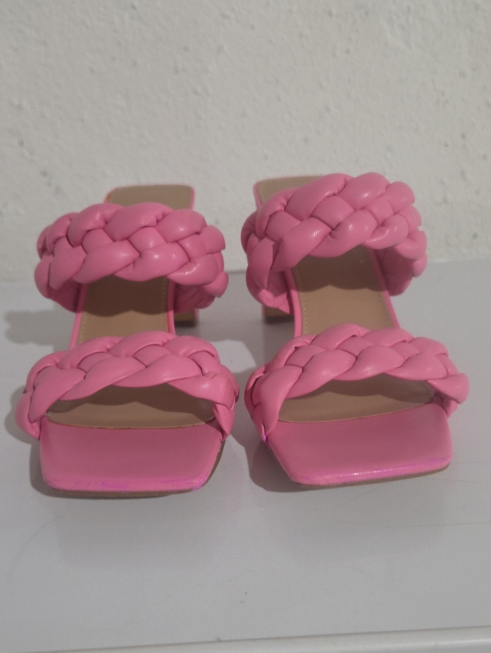 Pink Braided Double-Strap Women’s Sandals